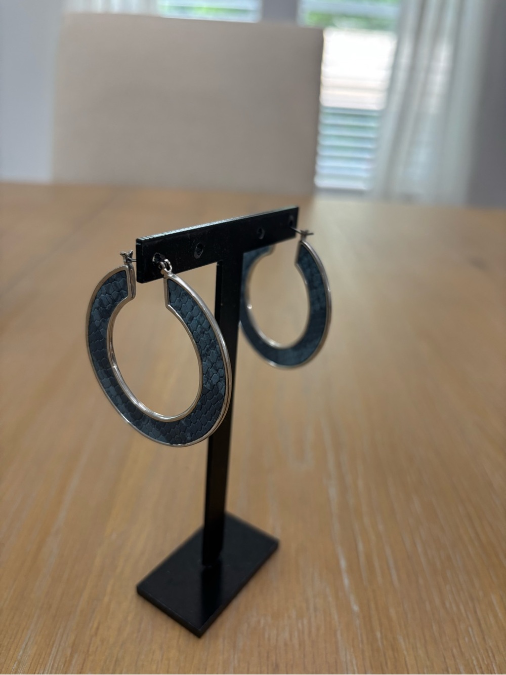 Textured Guess Blue Resin Hoop Earrings
